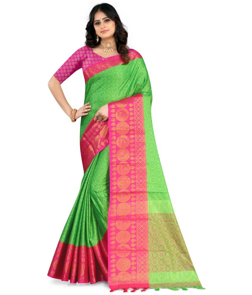     			LEELAVATI - Light Green Silk Saree With Blouse Piece ( Pack of 1 )