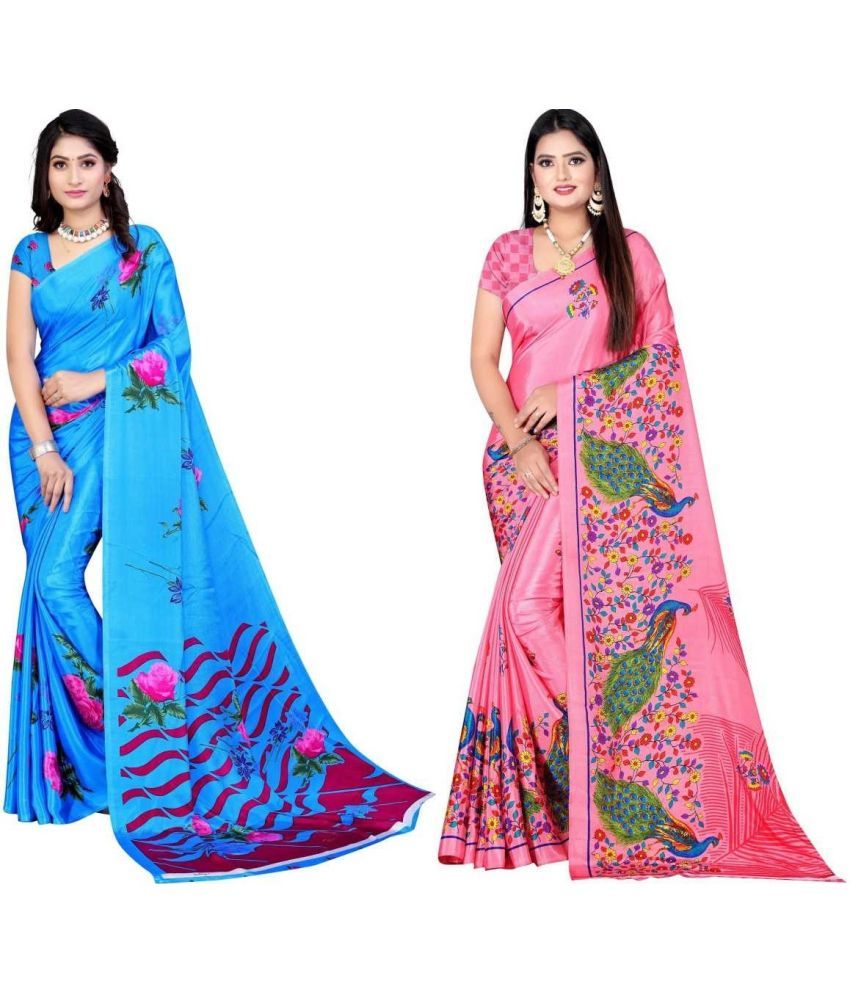     			LEELAVATI - Multicolor Crepe Saree With Blouse Piece ( Pack of 2 )