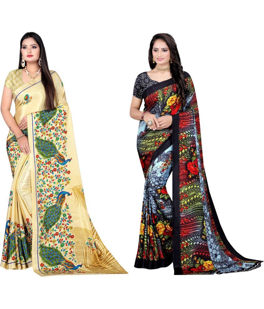     			LEELAVATI - Multicolor Crepe Saree With Blouse Piece ( Pack of 2 )