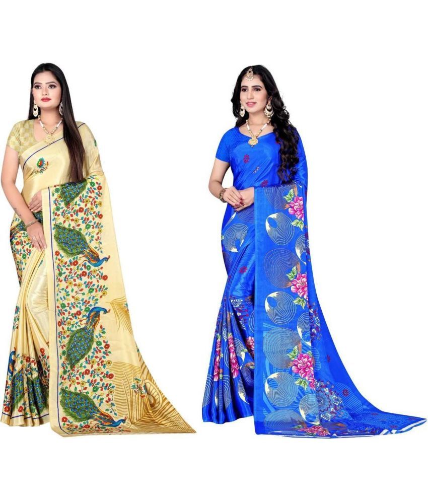     			LEELAVATI - Multicolor Crepe Saree With Blouse Piece ( Pack of 2 )