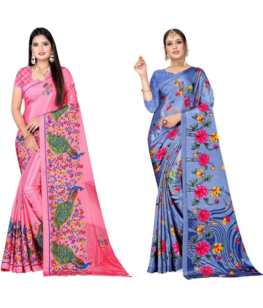     			LEELAVATI - Multicolor Crepe Saree With Blouse Piece ( Pack of 2 )