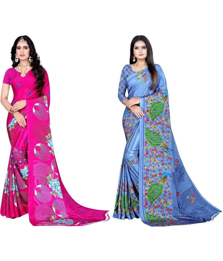     			LEELAVATI - Multicolor Crepe Saree With Blouse Piece ( Pack of 2 )