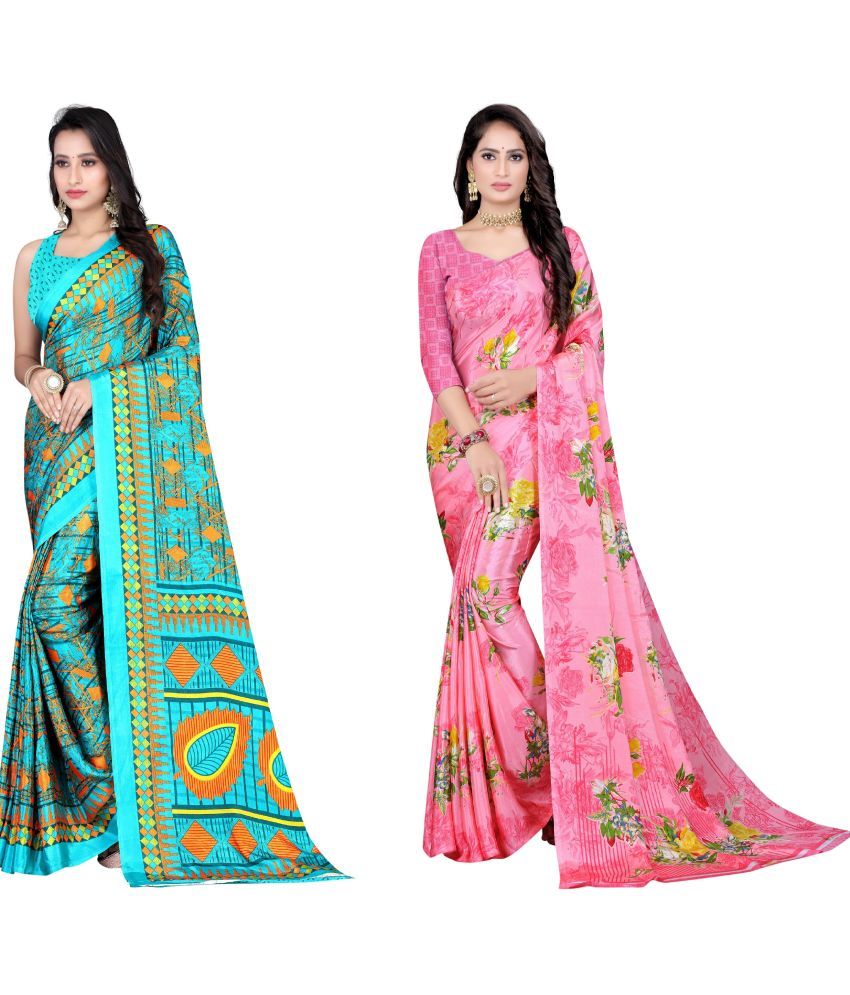     			LEELAVATI - Multicolor Crepe Saree With Blouse Piece ( Pack of 2 )