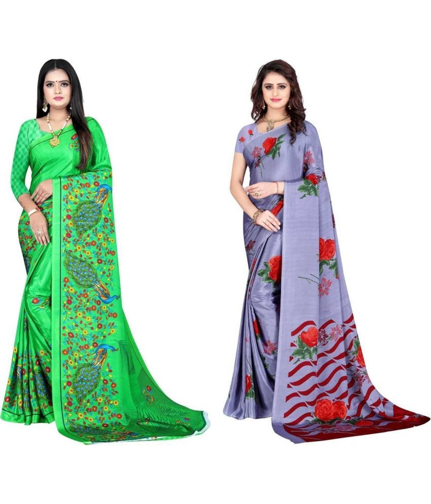     			LEELAVATI - Multicolor Crepe Saree With Blouse Piece ( Pack of 2 )