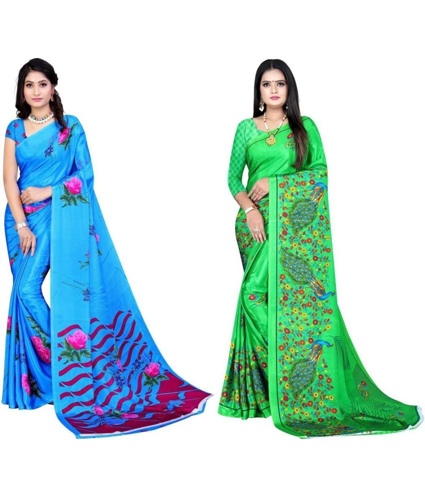     			LEELAVATI - Multicolor Crepe Saree With Blouse Piece ( Pack of 2 )