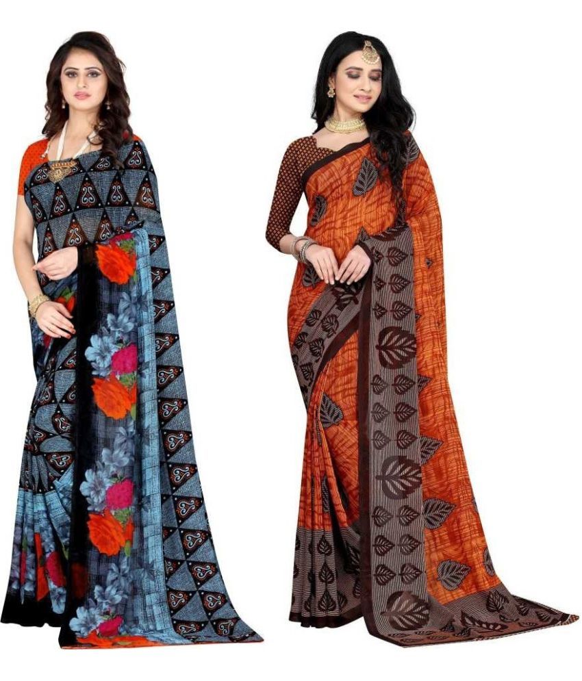     			LEELAVATI - Multicolor Georgette Saree With Blouse Piece ( Pack of 2 )