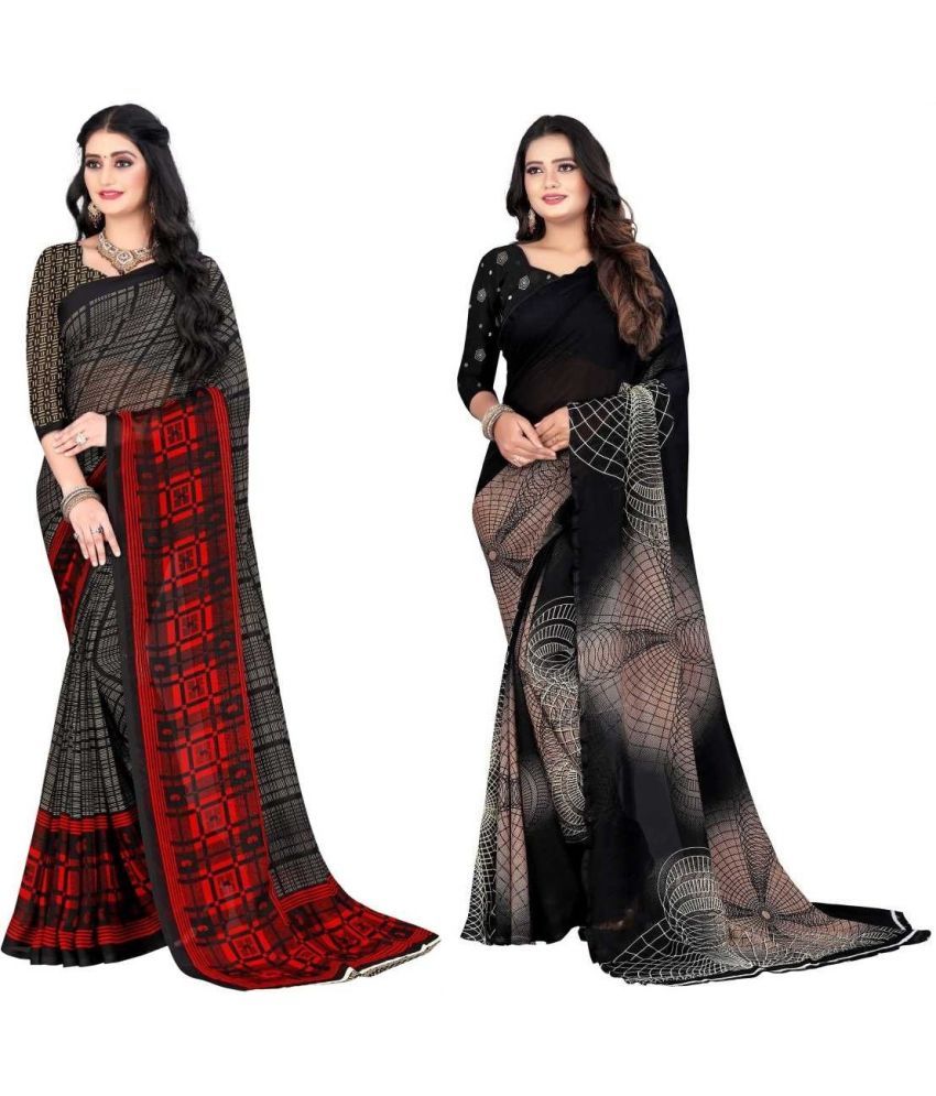     			LEELAVATI - Multicolor Georgette Saree With Blouse Piece ( Pack of 2 )