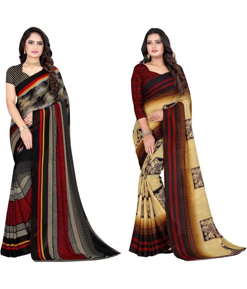     			LEELAVATI - Multicolor Georgette Saree With Blouse Piece ( Pack of 2 )