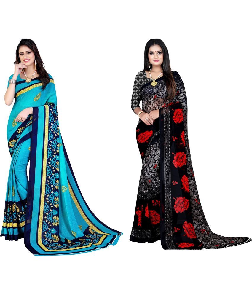     			LEELAVATI - Multicolor Georgette Saree With Blouse Piece ( Pack of 2 )