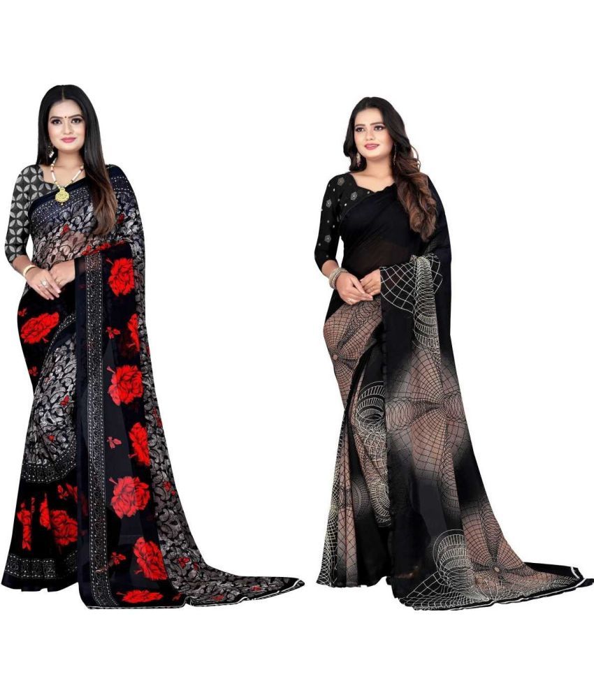     			LEELAVATI - Multicolor Georgette Saree With Blouse Piece ( Pack of 2 )