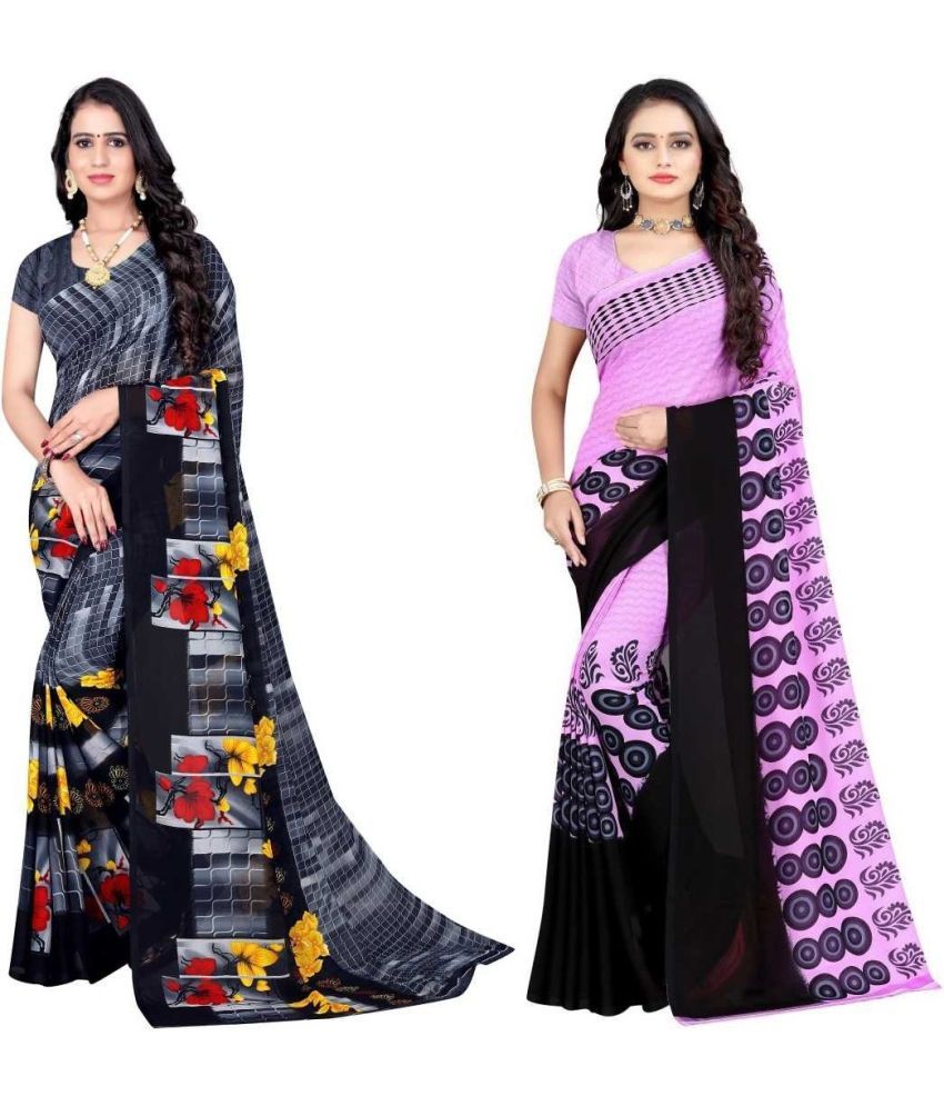     			LEELAVATI - Multicolor Georgette Saree With Blouse Piece ( Pack of 2 )