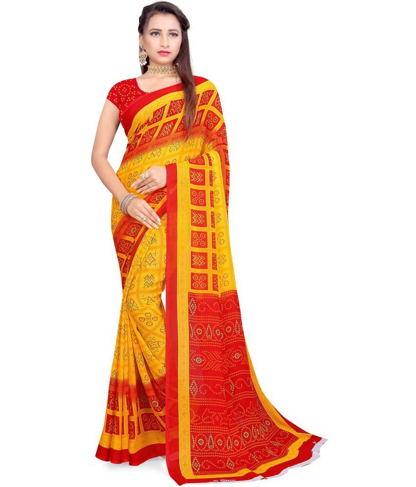     			LEELAVATI - Orange Georgette Saree With Blouse Piece ( Pack of 1 )