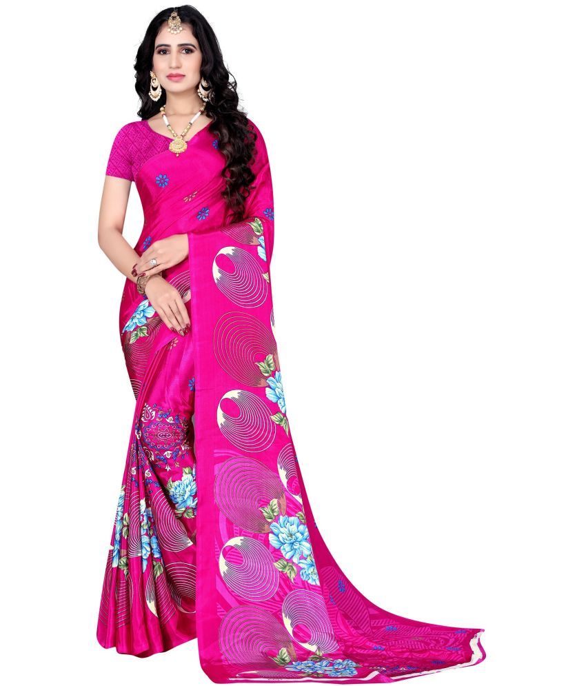     			LEELAVATI - Pink Crepe Saree With Blouse Piece ( Pack of 1 )