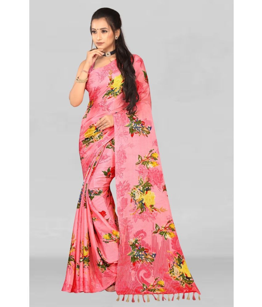     			LEELAVATI - Pink Crepe Saree With Blouse Piece ( Pack of 1 )