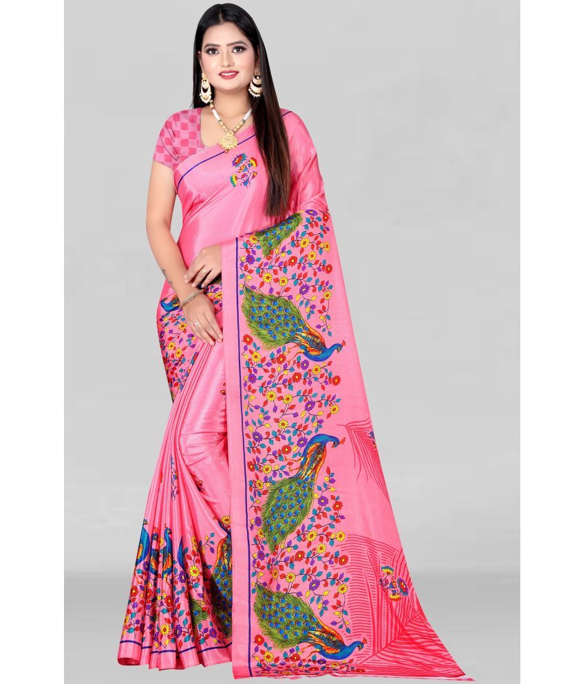     			LEELAVATI - Pink Crepe Saree With Blouse Piece ( Pack of 1 )