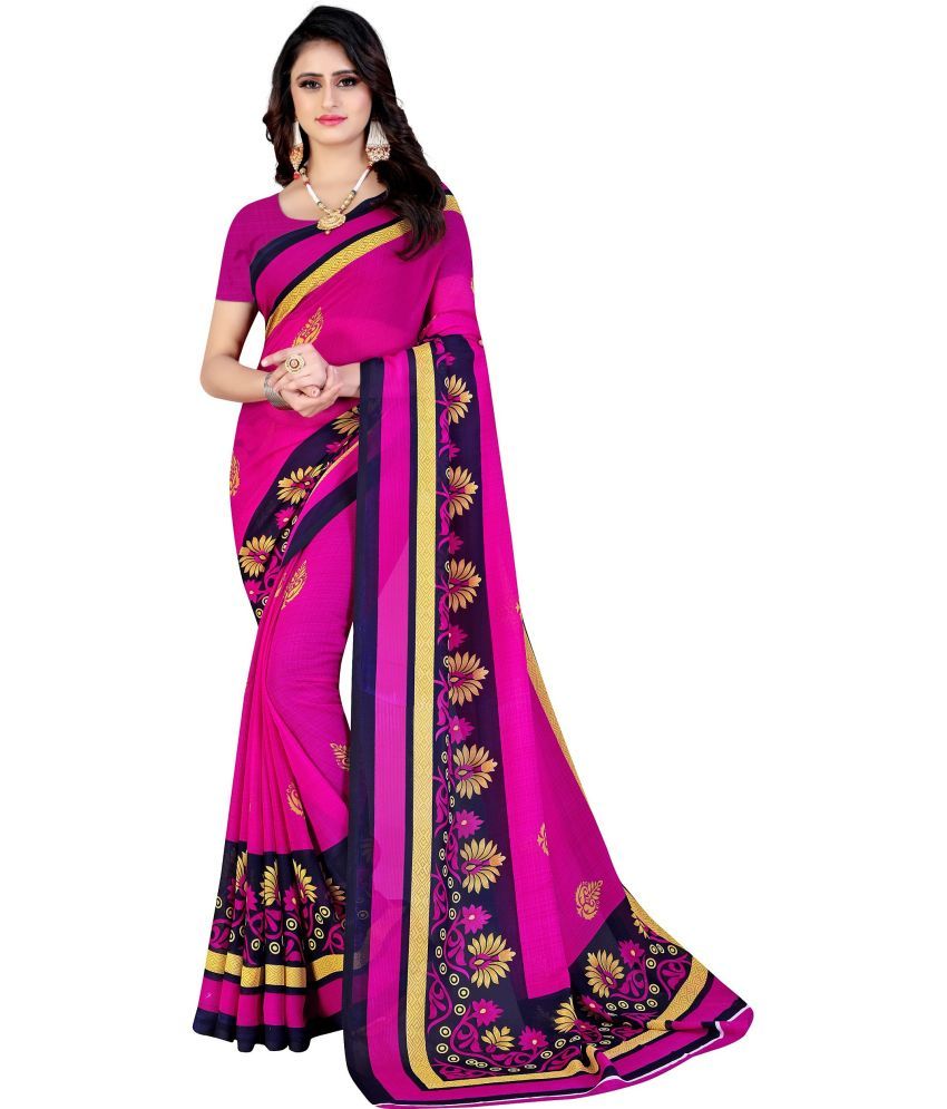     			LEELAVATI - Pink Georgette Saree With Blouse Piece ( Pack of 1 )