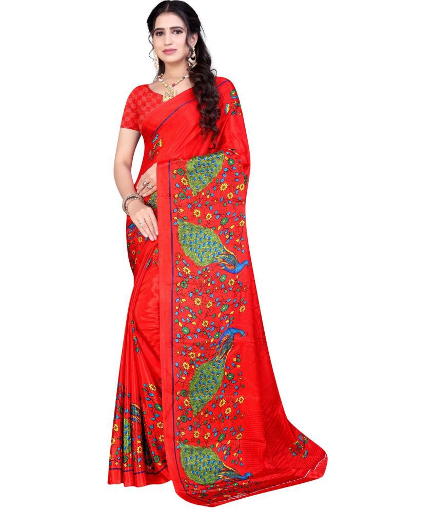     			LEELAVATI - Red Crepe Saree With Blouse Piece ( Pack of 1 )