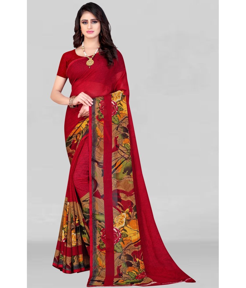     			LEELAVATI - Red Georgette Saree With Blouse Piece ( Pack of 1 )