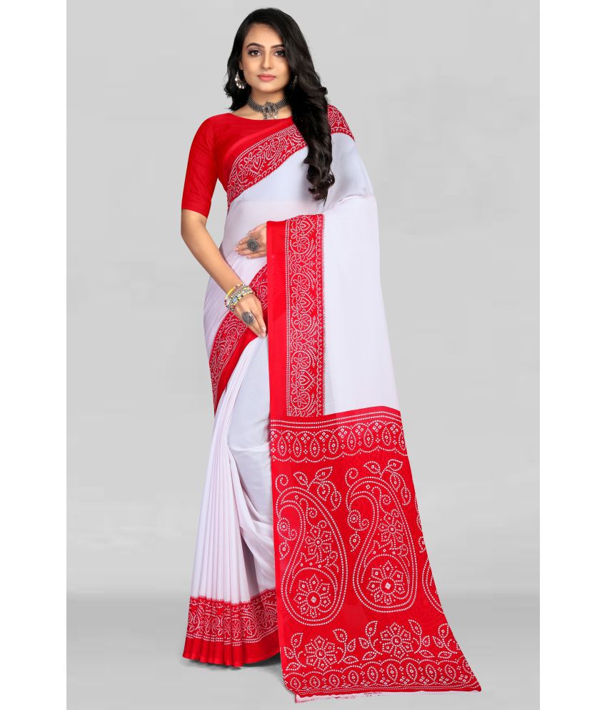     			LEELAVATI - White Georgette Saree With Blouse Piece ( Pack of 1 )