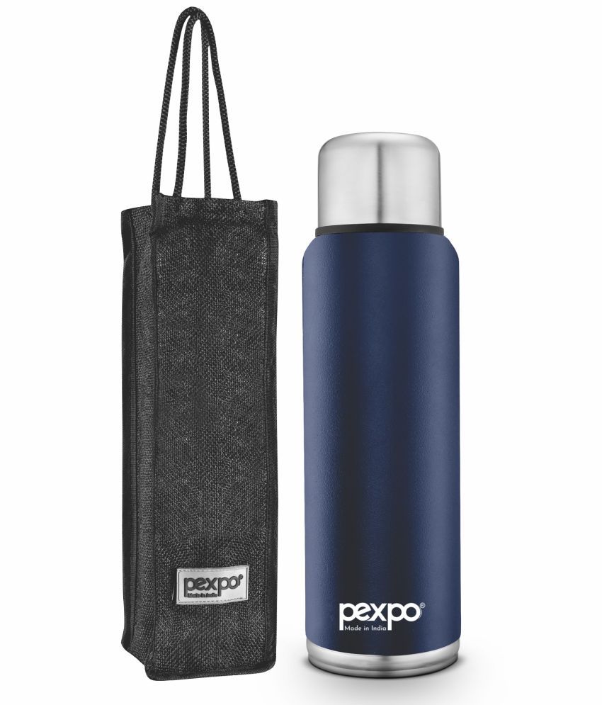     			Pexpo 1500ml 24 Hrs Hot and Cold Flask with Jute-bag, Flamingo Vacuum insulated Bottle (Pack of 1, Denim Blue)