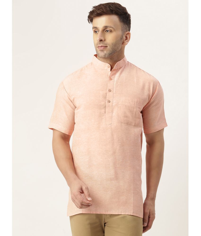     			RIAG - Orange Cotton Blend Men's Shirt Style Kurta ( Pack of 1 )