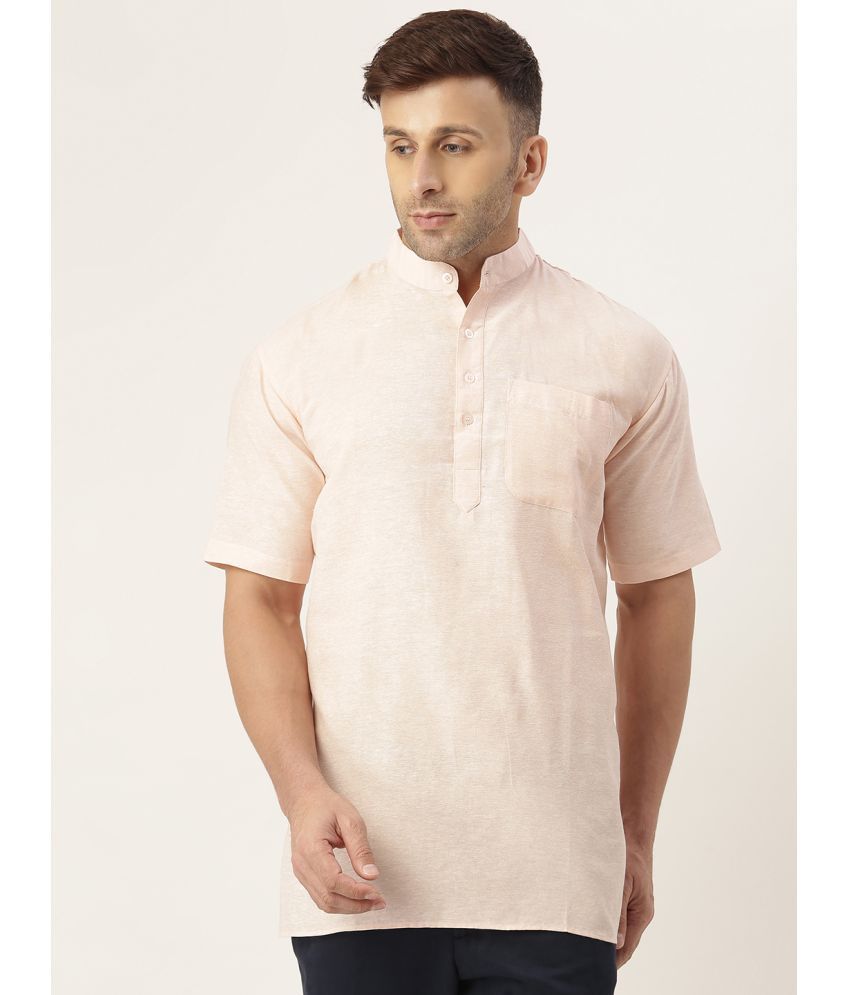     			RIAG - Peach Cotton Blend Men's Shirt Style Kurta ( Pack of 1 )