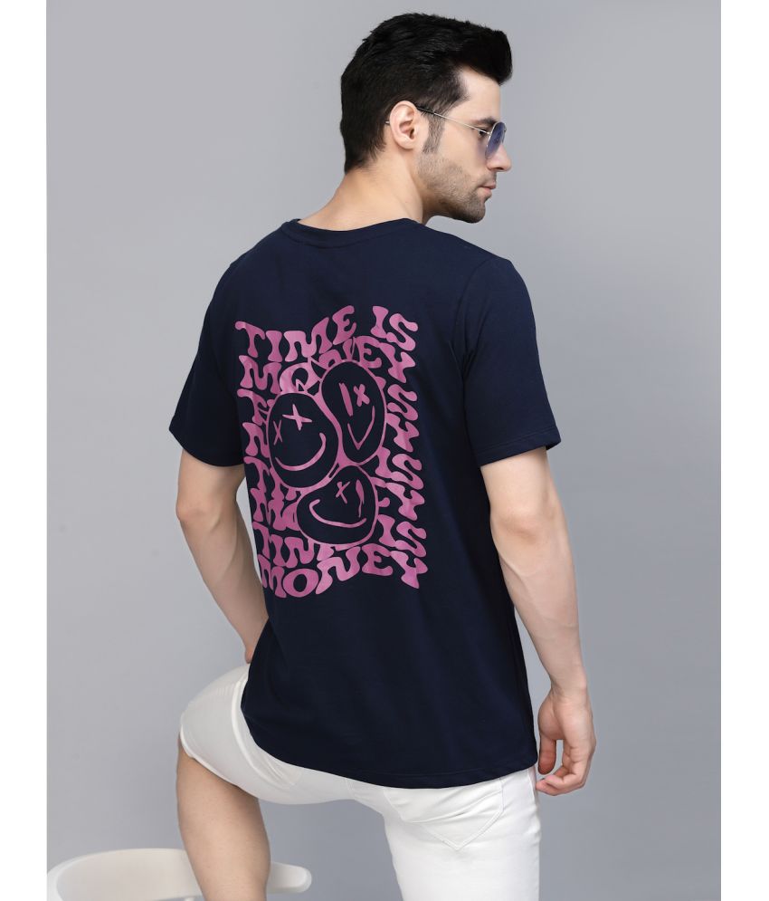     			Rigo - Navy Blue Cotton Oversized Fit Men's T-Shirt ( Pack of 1 )