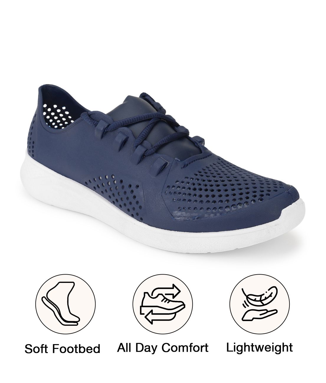     			UrbanMark Men Perforated Lace-Up Casual Sneaker Shoes- Navy