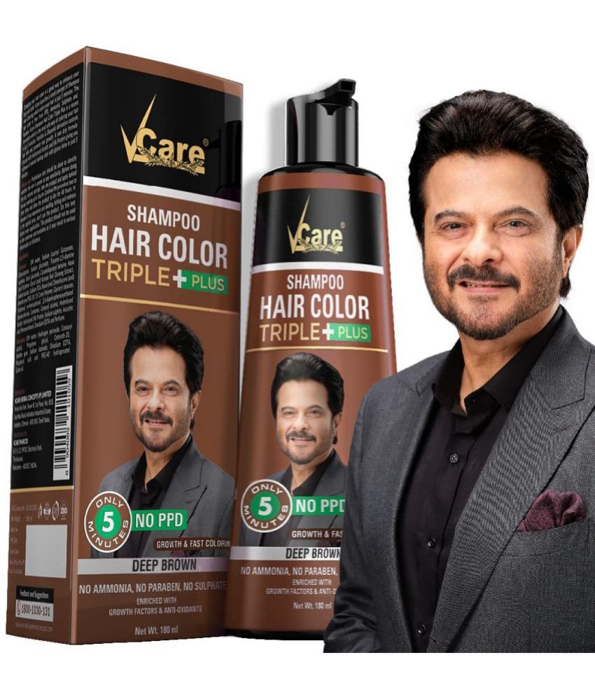     			VCare Shampoo Hair Colour Shampoo For Unisex 180ml, Dark Brown, Only 5 Minute Hair Dye Coloring Kit