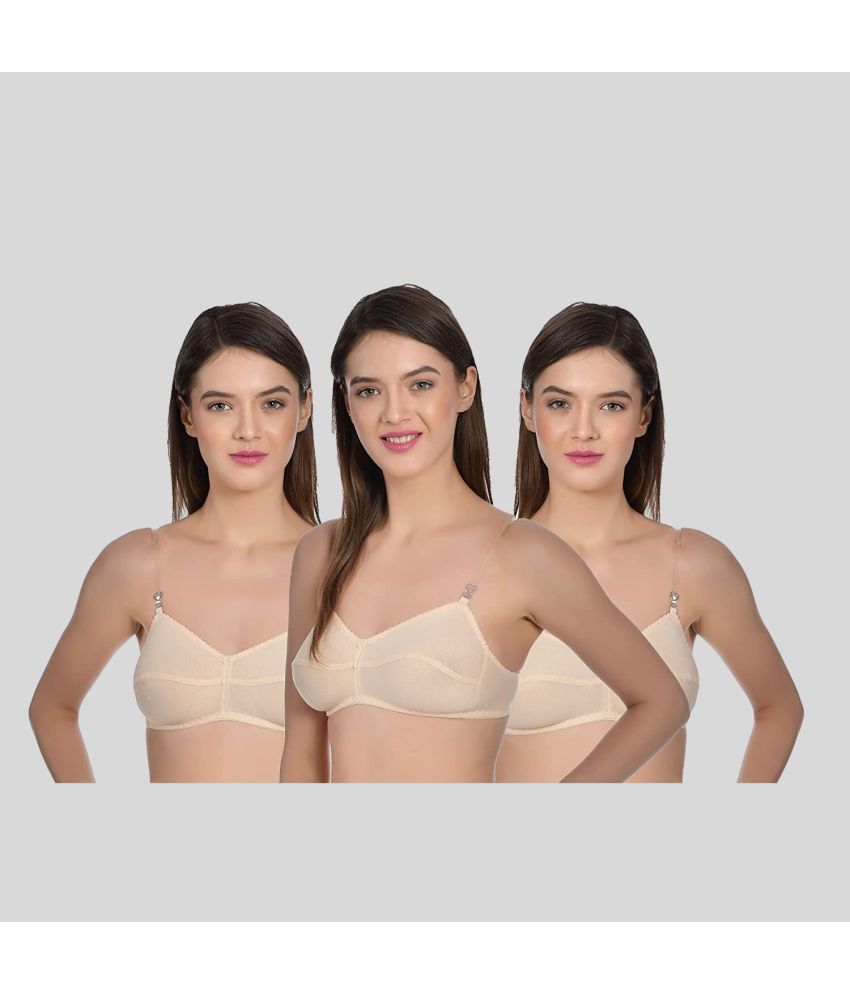     			AIMLY Pack of 3 Cotton Blend Non Padded Women's T-Shirt Bra ( Beige )