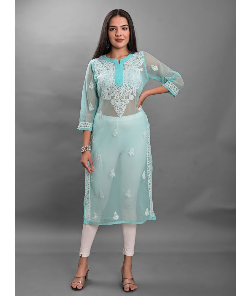     			Apratim - Sea Green Georgette Women's Straight Kurti ( Pack of 1 )