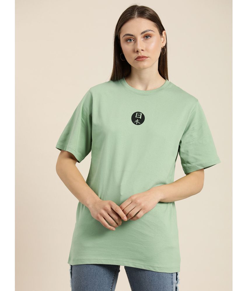     			Difference of Opinion - Green Cotton Loose Fit Women's T-Shirt ( Pack of 1 )