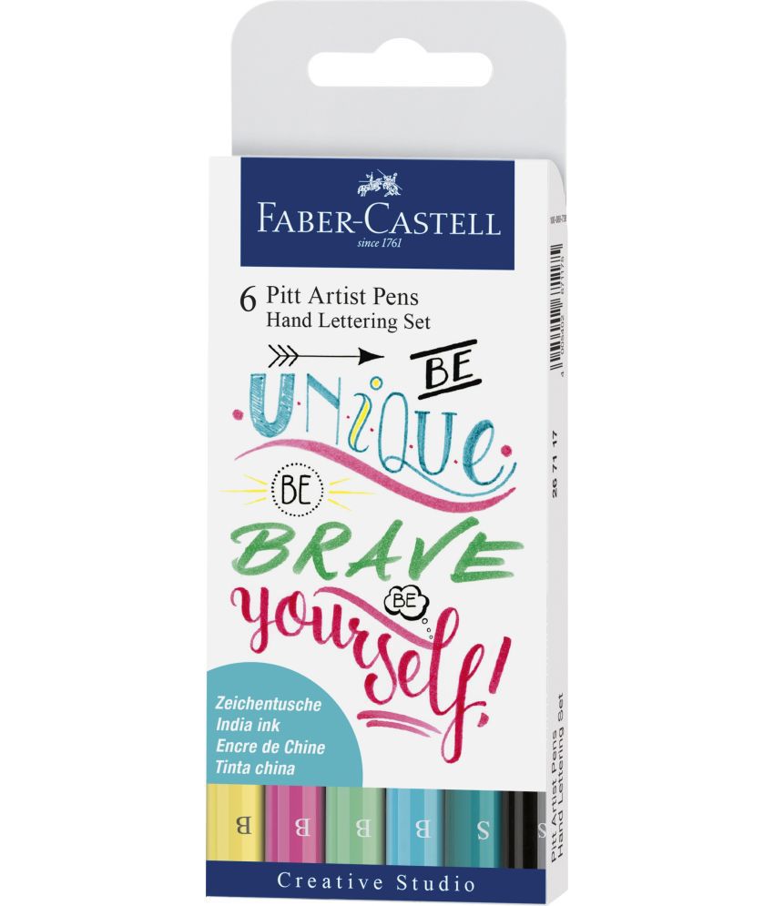     			Faber-Castell 267116 India Ink Pitt Artist Pen For Hand Lettering (Set Of 6, Multicolor)