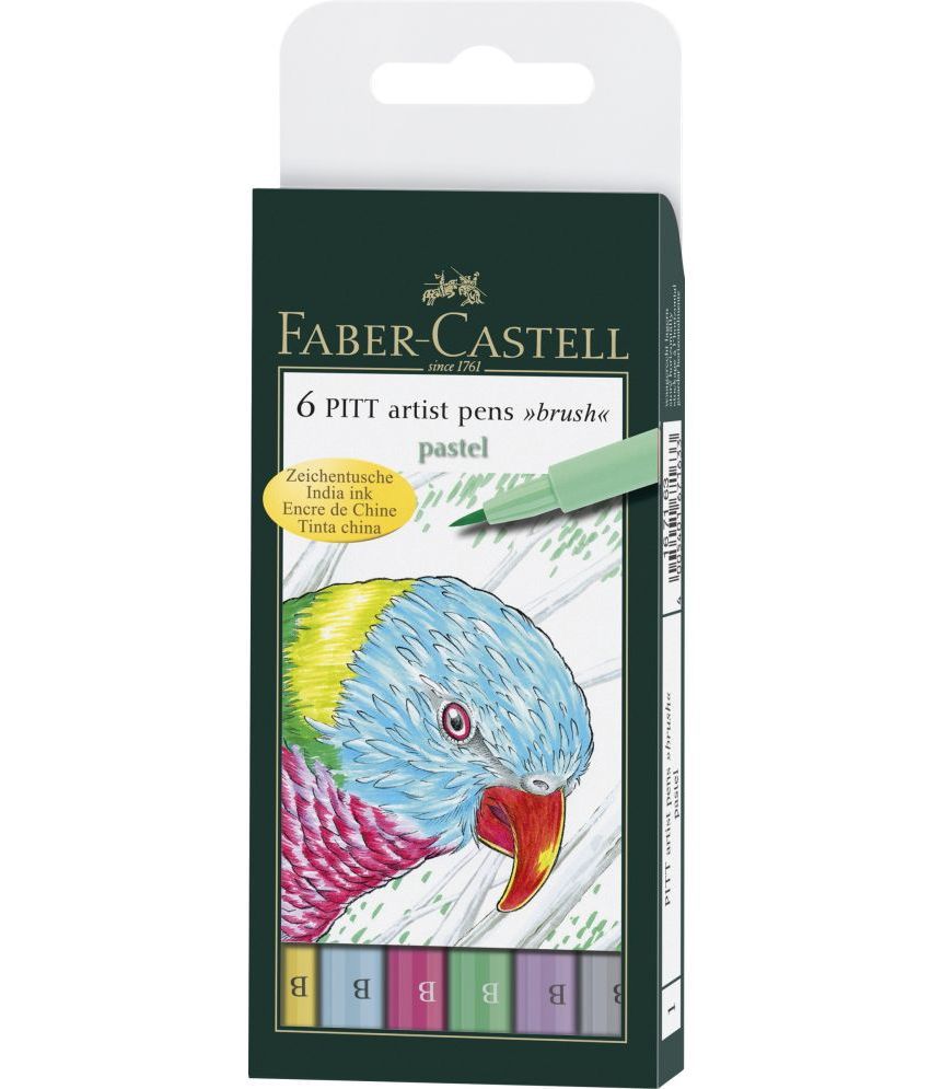     			Faber-Castell India Ink Pitt Artist "B" Pastel Brush Pens (Set Of 6, Multicolor)