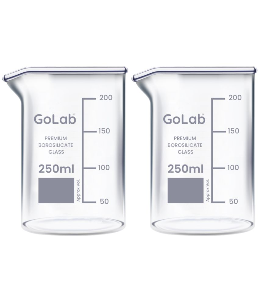     			GoLab Laboratory Premium Calibrated Borosilicate Glass Beaker with Graduation Marks and Spout 250ml (Pack of 2 Pcs)