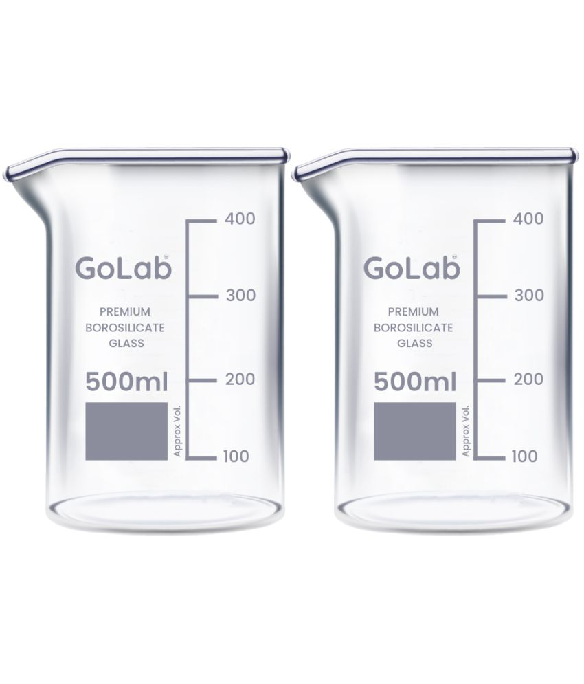     			GoLab Laboratory Premium Calibrated Borosilicate Glass Beaker with Graduation Marks and Spout 500ml (Pack of 2 Pcs)