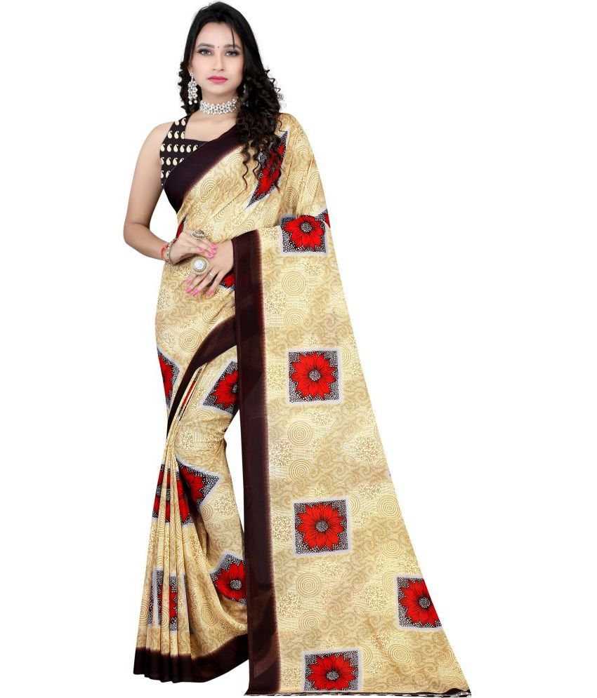     			LEELAVATI - Beige Georgette Saree With Blouse Piece ( Pack of 1 )