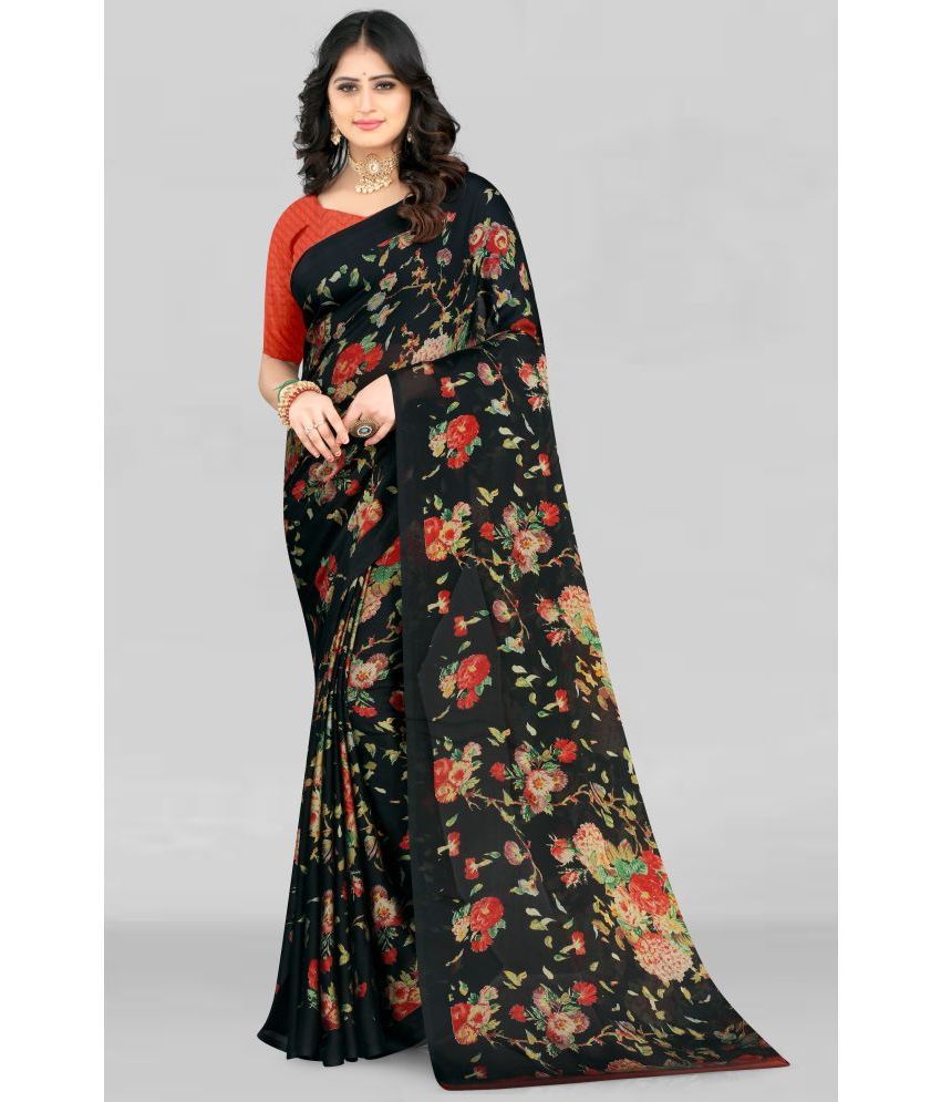     			LEELAVATI - Black Chiffon Saree With Blouse Piece ( Pack of 1 )