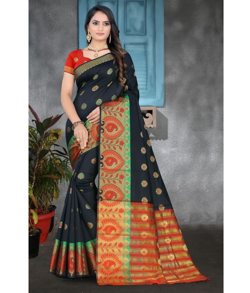     			LEELAVATI - Black Silk Saree With Blouse Piece ( Pack of 1 )