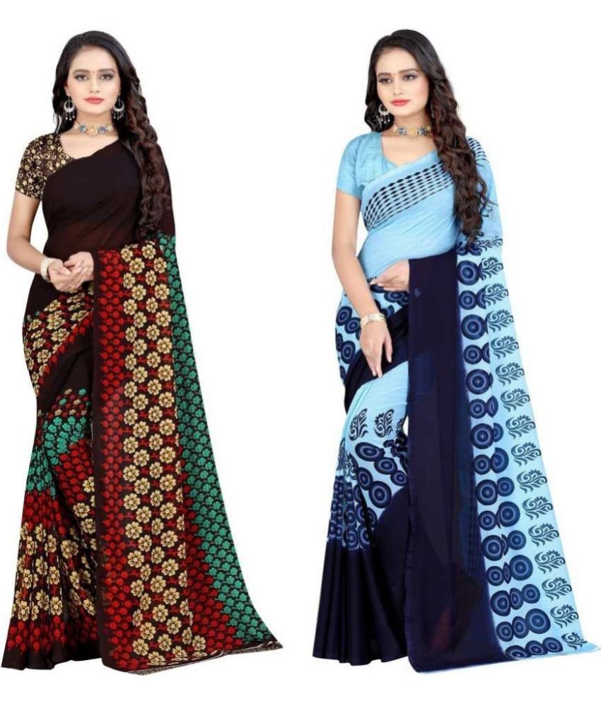     			LEELAVATI - Multicolor Georgette Saree With Blouse Piece ( Pack of 2 )