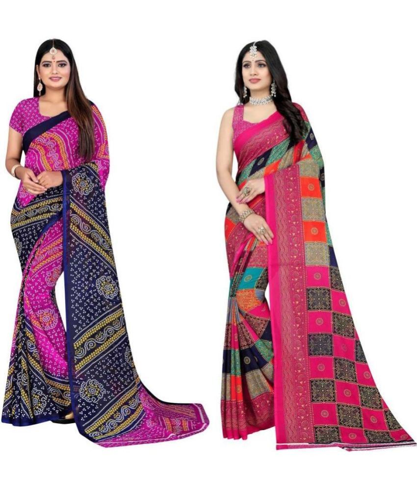     			LEELAVATI - Multicolor Georgette Saree With Blouse Piece ( Pack of 2 )