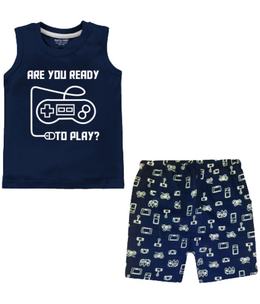     			NammaBaby - Blue Cotton Baby Boy Top & Shorts ( Pack of 1 )