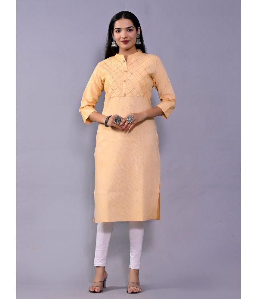     			QuaClo - Beige Cotton Women's Straight Kurti ( Pack of 1 )