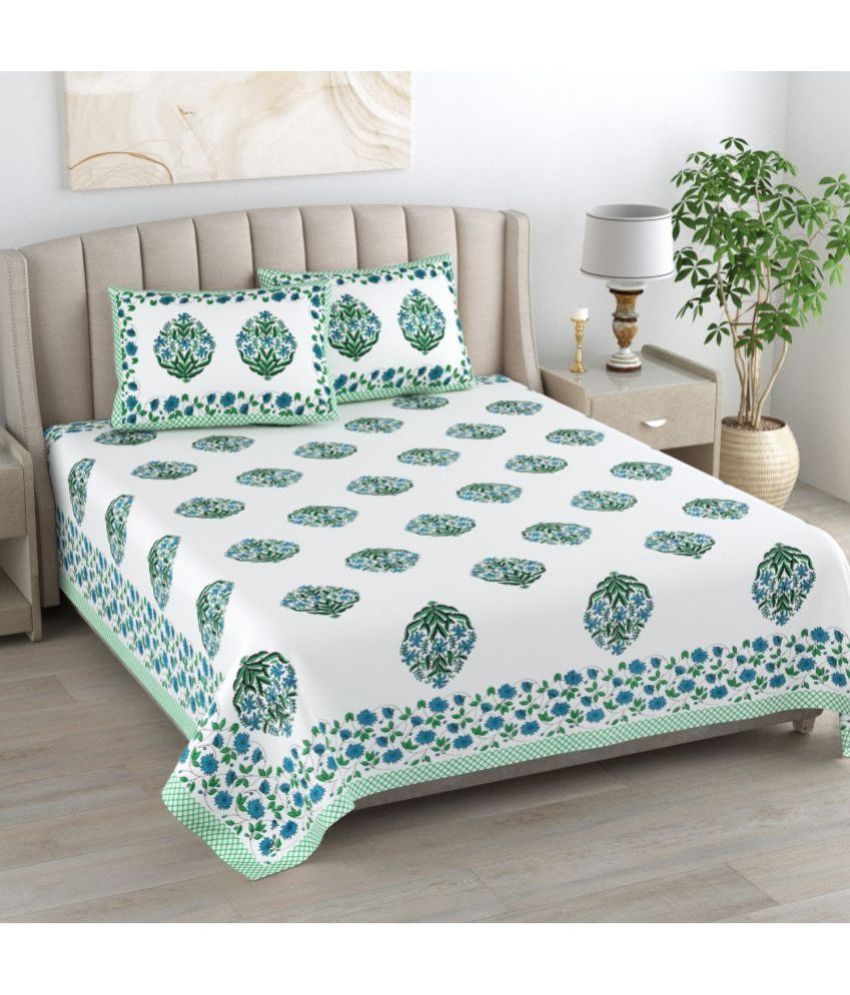     			Uniqchoice Cotton Floral King Size Bedsheet With 2 Pillow Covers - Multicolor