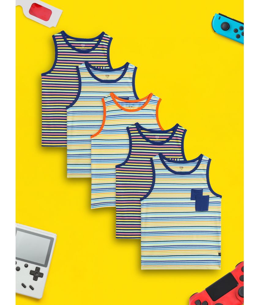     			XY Life - Multi Color Cotton Striped Boys Vest ( Pack of 5 )