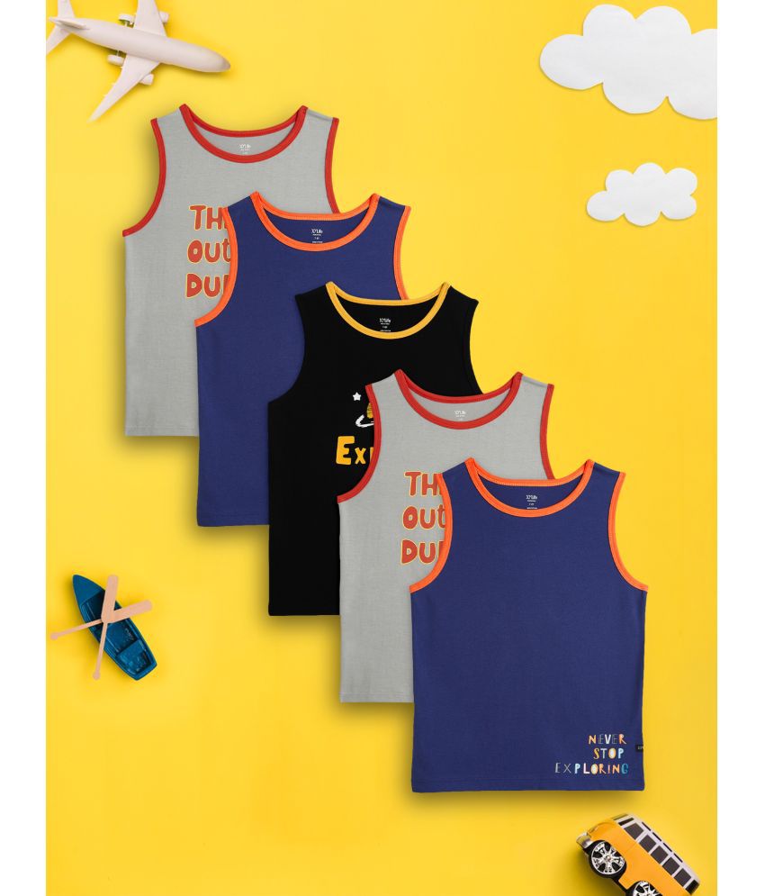     			XY Life - Multi Color Cotton Printed Boys Vest ( Pack of 5 )