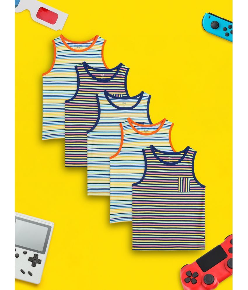     			Pack of 5 XY Life Cotton Striped Boys Vest ( Multi Color )