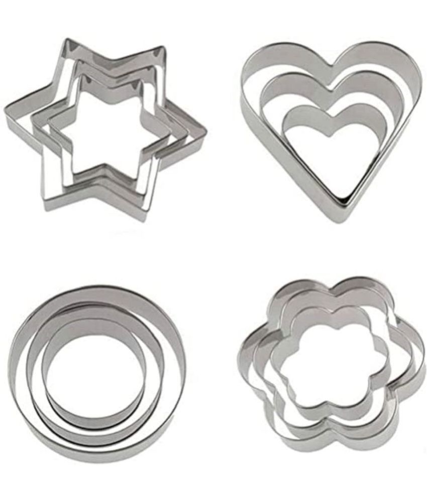     			purple dust - Silver Stainless Steel 12 Pcs of Cookie Cutter ( Set of 4 )