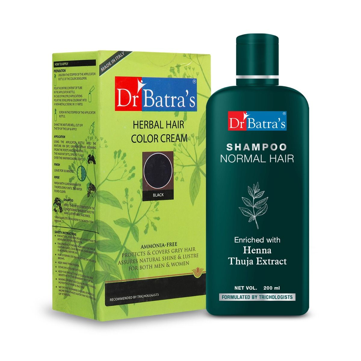     			Dr Batra's Herbal Hair Color Cream 130 G and Normal Shampoo 200 ml (Pack of 2 Men and Women)
