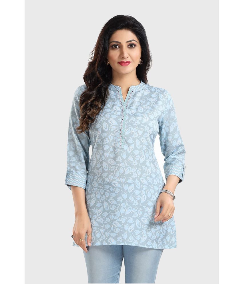     			Meher Impex - Light Blue Rayon Women's Tunic ( Pack of 1 )
